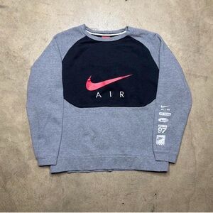 Nike Air Men's Gray and Black Crewneck Sweater